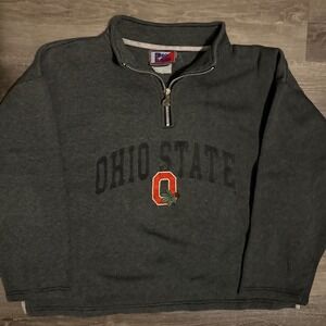 Vintage Ohio State Buckeyes Pro Player Quarter Zip Sweatshirt Men's Gray Boxy XL